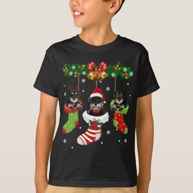 Camiseta Gracioso Schnauzer Árbol de Navidad zafa a Perro X (Anverso)