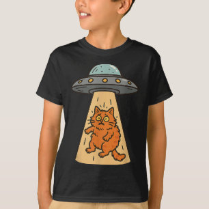 Camiseta Gracioso Secuestro De Gato Alien Ufo Spaceship Kit