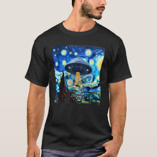 Camiseta Gracioso secuestro de OVNIS Alien Starry Night Art