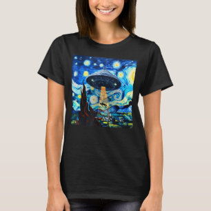 Camiseta Gracioso secuestro de OVNIS Alien Starry Night Art