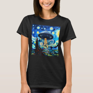 Camiseta Gracioso secuestro de OVNIS Alien Starry Night Art