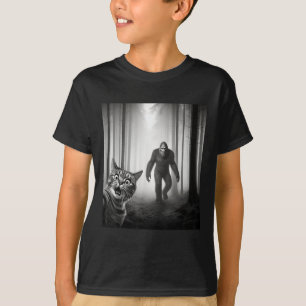 Camiseta Gracioso Selfie De Gato Asustado Con Sasquatch Amo