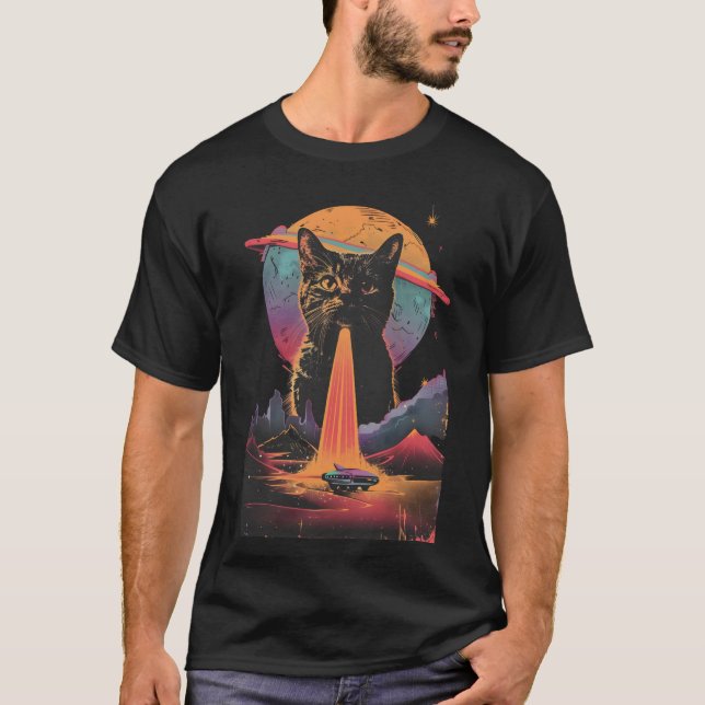Camiseta Gracioso Selfie De Gato Con Amantes De Gato De Ufo (Anverso)