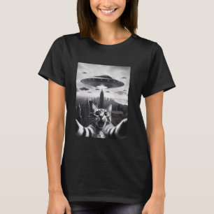 Camiseta Gracioso Selfie de gato con OVNIs rara selfie de g