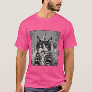 Camiseta Gracioso Selfie De Gato Con Pollos Mascotas Humorí