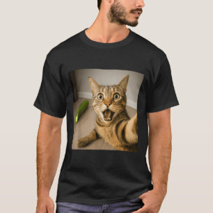 Camiseta Gracioso Selfie De Gato Impactado Con Diseño De Me