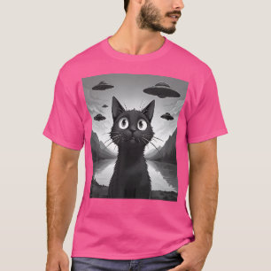Camiseta Gracioso Selfie De Gato Negro Con Gato Raro De Los