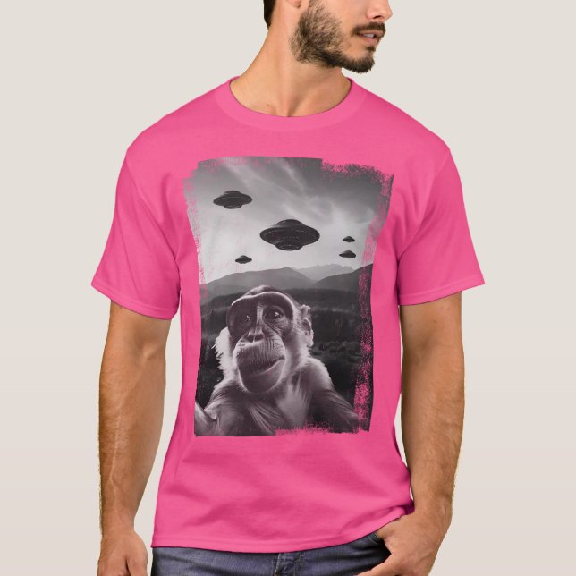 Camiseta Gracioso Selfie De Mono Ufo Con Mono Alien Funn De (Anverso)