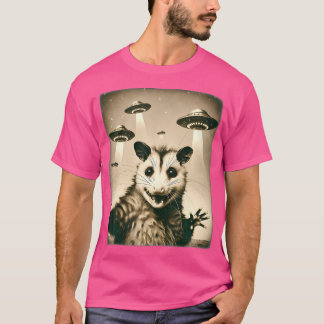 Camiseta Gracioso Selfie De Opossum Con Humor De Ufo Alien 