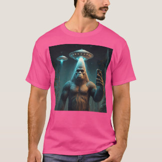 Camiseta Gracioso Selfie Único De Pie Grande Con Ufos Raro