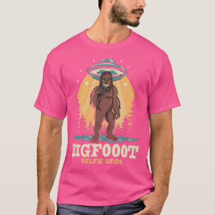 Camiseta Gracioso Selfie Único De Pie Grande Con Ufos Raro