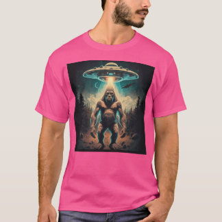 Camiseta Gracioso Selfie Único De Pie Grande Con Ufos Raro