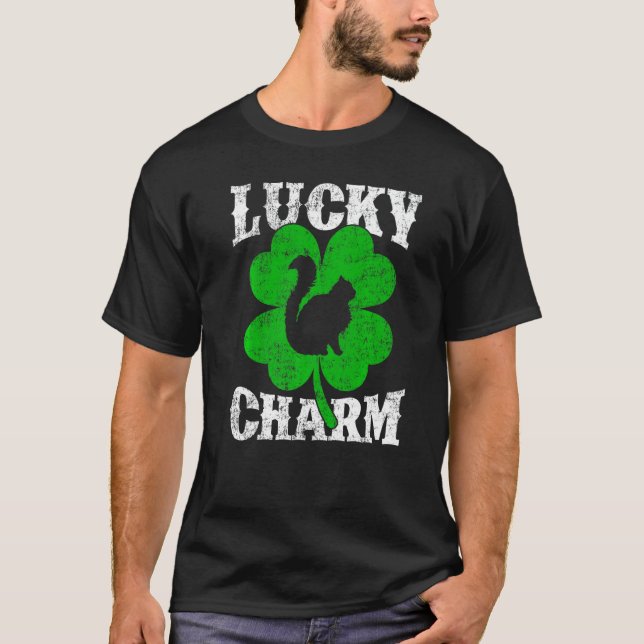 Camiseta Gracioso Shamrock Leaf Lucky Charm gato balinés St (Anverso)