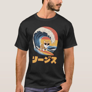 Camiseta Gracioso Shiba Inu Japonés Kanagawa Wave Dog