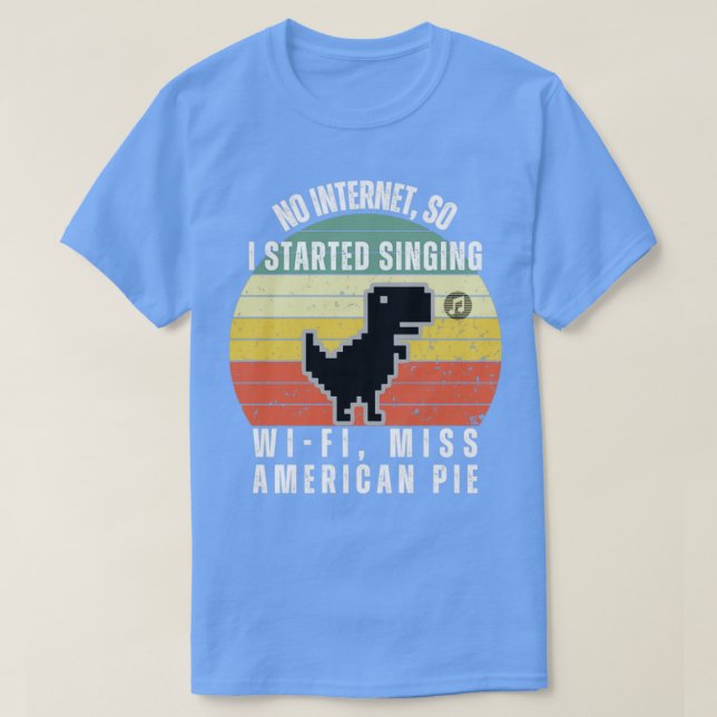 Camiseta Gracioso Sin Internet Dino Pixel Art Comenzó A Can (Diseño del anverso)