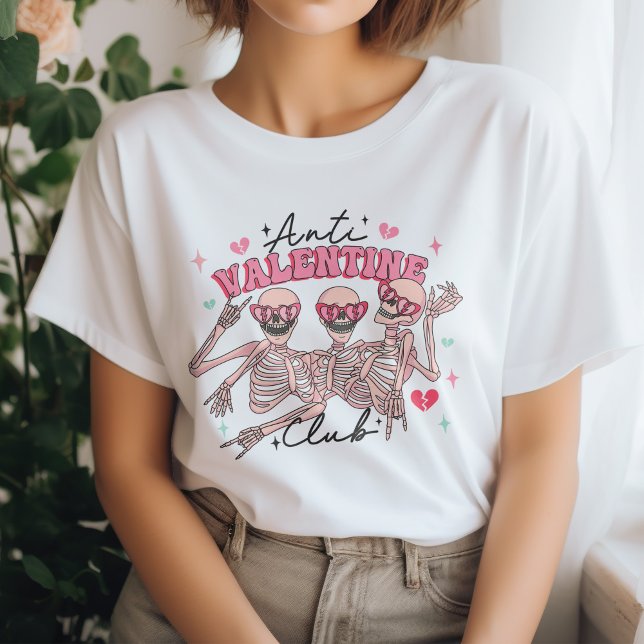 Camiseta Gracioso Skeleton Anti Valentine Club (Subido por el creador)