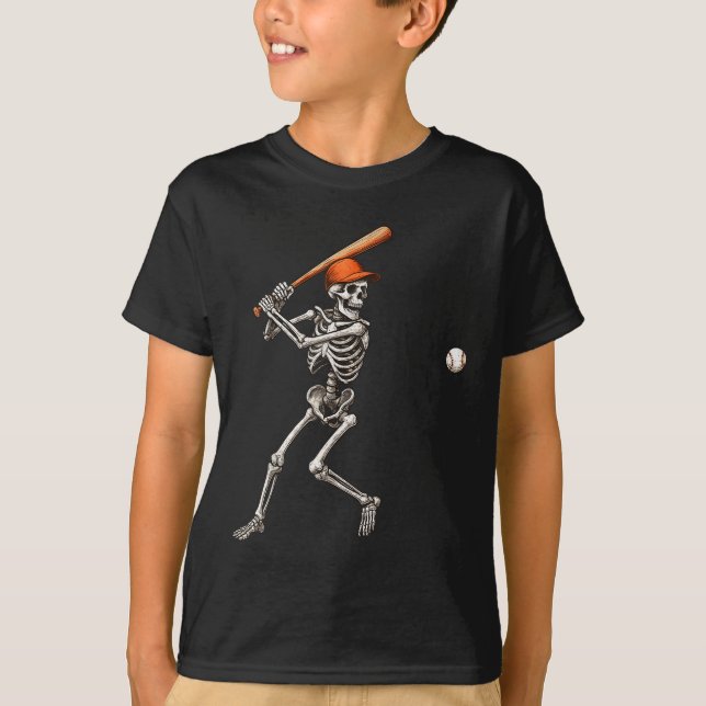Camiseta Gracioso Skeleton Bateando a los jugadores de béis (Anverso)