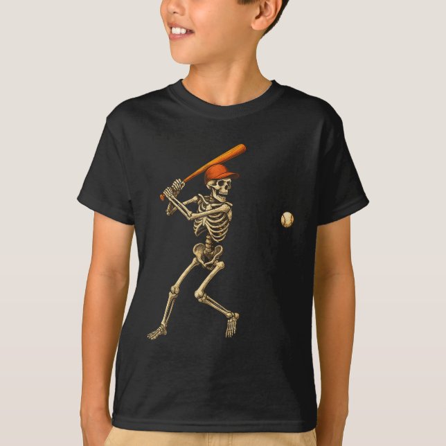 Camiseta Gracioso Skeleton Bateando a los jugadores de béis (Anverso)
