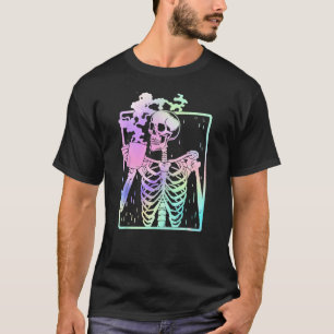 Camiseta Gracioso Skeleton Beber café Cafeína Café B