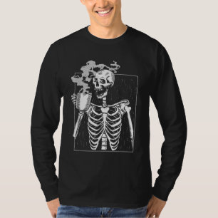 Camiseta Gracioso Skeleton Beber café Caffeine Lover Coff