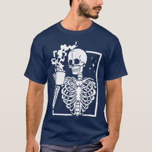 Camiseta Gracioso Skeleton Beber café Caffeine Lover Coff