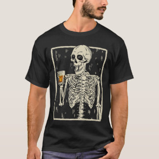Camiseta Gracioso Skeleton Bourbon Whiskey Halloween
