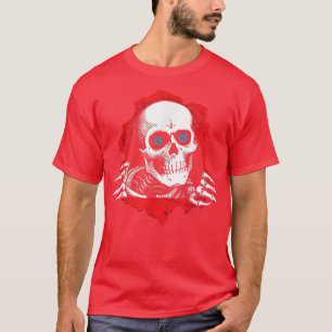 Camiseta Gracioso Skeleton Desgarrando El Cráneo De La Cabe