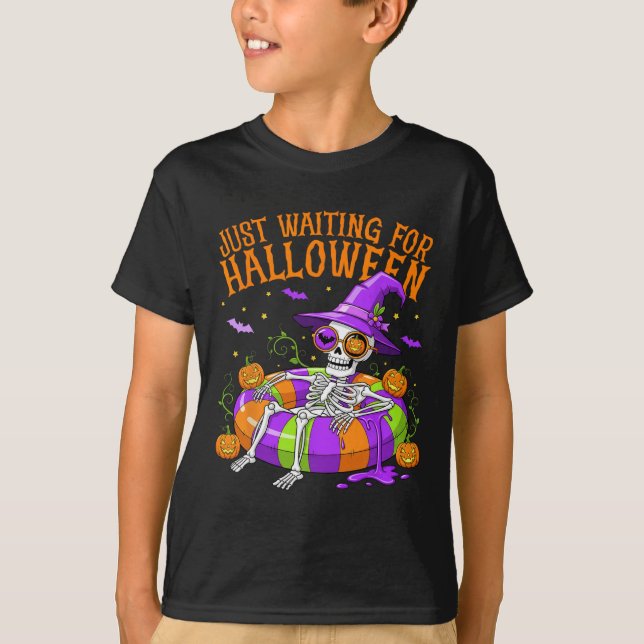 Camiseta Gracioso Skeleton Float Solo Esperando Halloween M (Anverso)