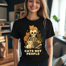 Camiseta Gracioso Skeleton Gato - Cats, No Gente, Cita