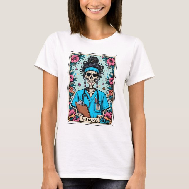 Camiseta Gracioso Skeleton La enfermera Tarot (Anverso)