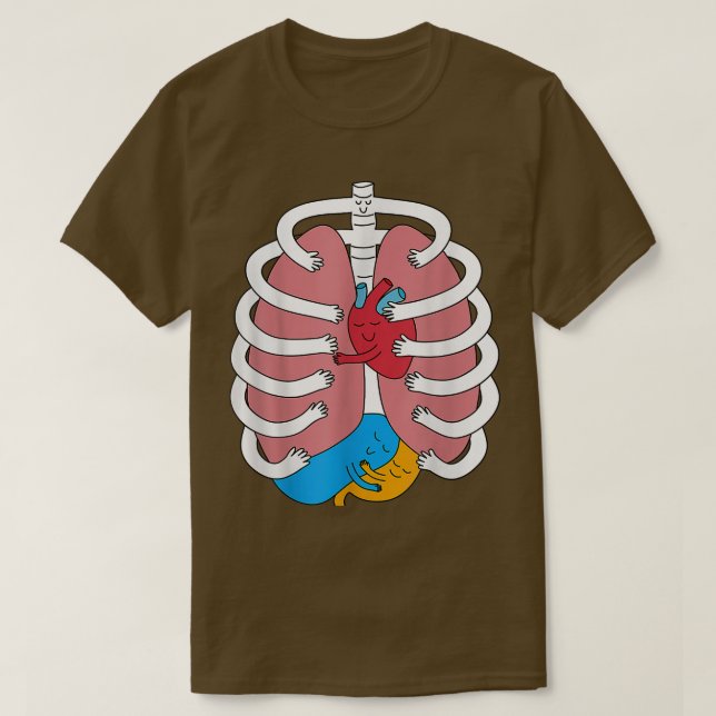 Camiseta Gracioso Skeleton Organ Abrazando anatomía Hugger  (Diseño del anverso)