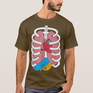 Camiseta Gracioso Skeleton Organ Abrazando anatomía Hugger 