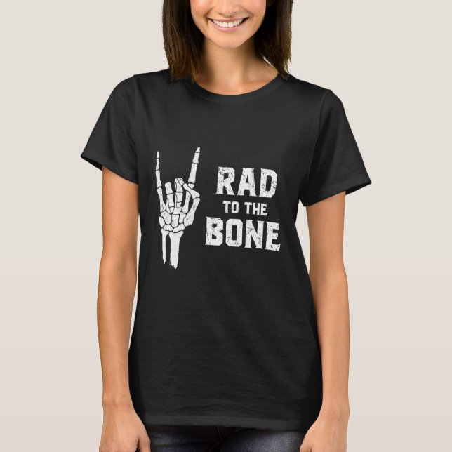Camiseta Gracioso Skeleton Rock Halloween Rad Al Hueso (Anverso)