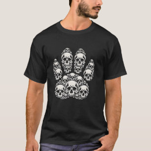 Camiseta Gracioso Skeleton Skulls Perro Paw Feliz Halloween