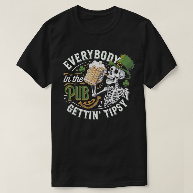 Camiseta Gracioso Skeleton St. Patrick's Day (Diseño del anverso)