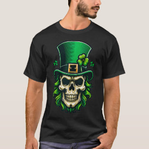 Camiseta Gracioso Skeleton St Patricks Day Lucky Clover Sha