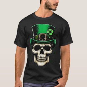 Camiseta Gracioso Skeleton St Patricks Day Lucky Clover Sha