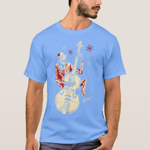 Camiseta Gracioso Skeleton Tocando Guitarra Jazz Música Vin
