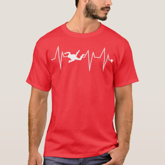 Camiseta Gracioso Skydiving Skydiver Heartbeat Heart Pulse
