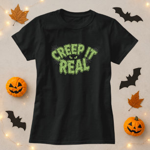 Camiseta Gracioso Slime Halloween Spookone Textos; Creep It