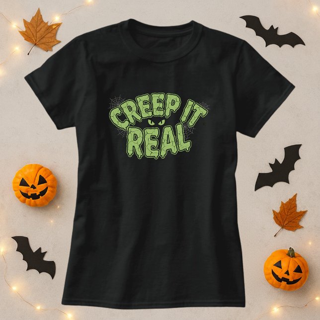 Camiseta Gracioso Slime Halloween Spookone Textos; Creep It (Subido por el creador)