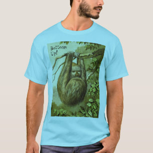 Camiseta Gracioso Sloth con "Bottoms Up"