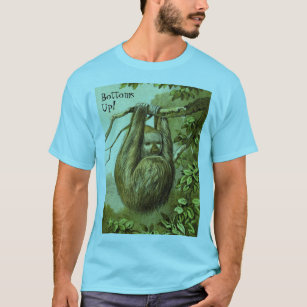 Camiseta Gracioso Sloth con "Bottoms Up"