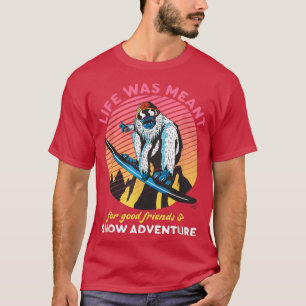 Camiseta Gracioso Snowboard Yeti Buenos amigos y Adve de Ni