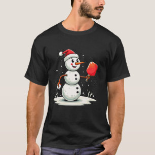Camiseta Gracioso Snowman Santa Hat Pickleball Player Chris