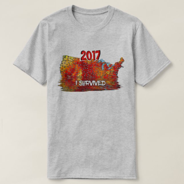 Camiseta Gracioso, sobreviví al mapa de ondas de calor de v (Diseño del anverso)
