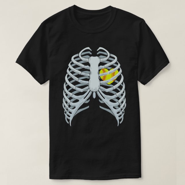 Camiseta Gracioso Softball Skeleton Cage Halloween Costume (Diseño del anverso)