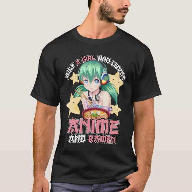 Camiseta Gracioso Sólo Un Chica Que Ama A Anime Y A Ramen J (Anverso)