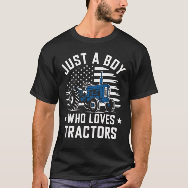 Camiseta Gracioso Sólo Un Niño Que Ama A Los Niños Tractore (Anverso)