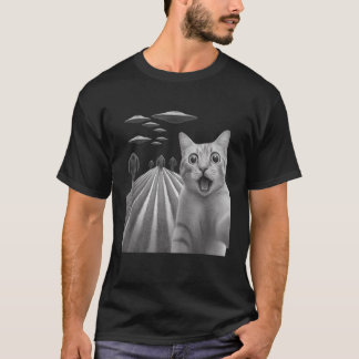 Camiseta Gracioso Sorprendido De Selfie De Gato Asustado Co